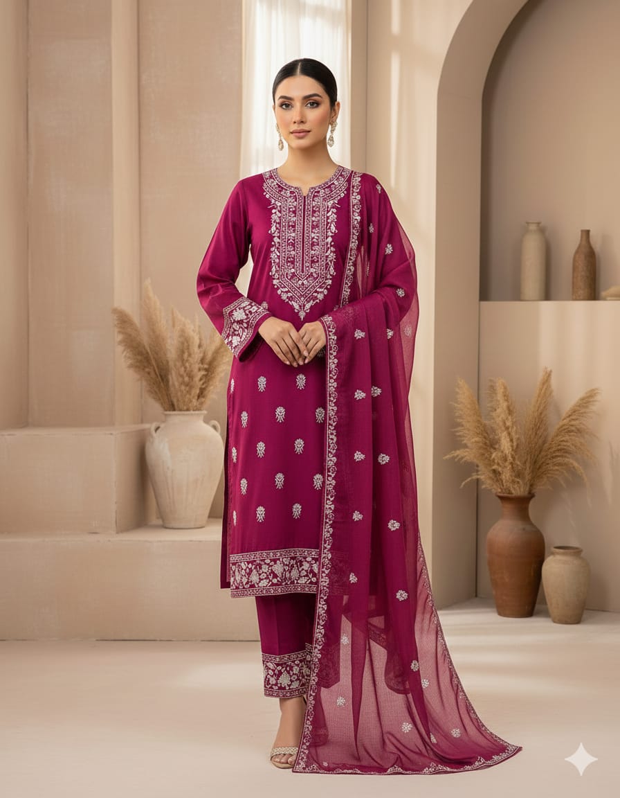 3PC Embroidery Dress