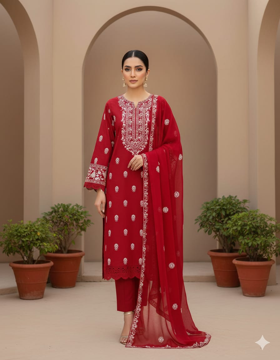 3PC Embroidery Dress